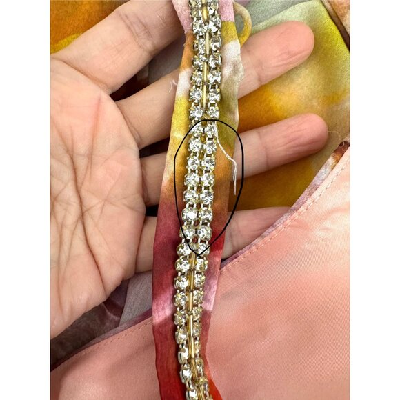 CACHE Chiffon water color ruffle ruched maxi colorful bridesmaid dress sz 6 - Picture 5 of 8